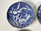 Imperial-era Japanese Imari Plate Set  Flower Iris   Heron  Small Decor  4pcs Us