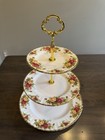 Royal Albert Old Country Rose 3- Tier Cake Dessert Stand Nwt