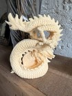 Chinese Cream Color Carved Dragon Figurine Statue
