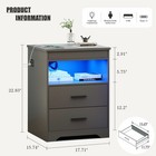 Led Nightstand Set Of 2 With Gun Drawer  Bedside Table With Usb   Type-c Port