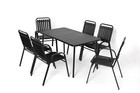 7 Pcs Outdoor Dining Set Patio Table Chairs Furniture Set Garden Armchairs Black