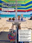 Beach Umbrella Table Tray With Hooks Organizer Fits Drinks  Bags   Sunscreen