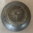 Vintage Tibetan Singing Bowl Featuring Buddha Eyes   Mantra Carvings - 4   