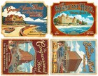 Vintage Nostalgic Hotel Luggage Stickers  4 Retro Labels On 1 Cut   Peel Sheet