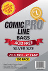 Comic Proline Bags   Boards 35 Pre-made W  Stickers  silver  - Free Shipping 