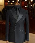Black Men s Suit Peak Lapel Double Breasted Formal Business Wedding Tuxedo 2pcs
