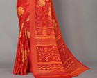 Party Wear Saree Floral Printed Indian Pakistani Designer Sari   Red