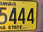 License Plate  Hawaii  1969  Triple 4  3n - 5444
