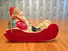 Vintage Celluloid Plastic Santa In Sleigh Japan