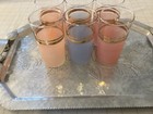 Mcm Frosted Glass Tumblers With Gold Bands  Set Of 6 Federal Glass