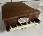 Vintage 1975 Enesco Baby Grand Piano Wooden Coaster Set 6 Cork Coasters