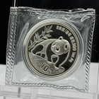 1990 Chinese 1 Oz Silver Panda 10 Yuan Coin Bu Large Date Original Packaging