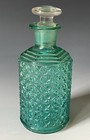 Antique Teal Eapg Pressed Glass Daisy Cologne Perfume Scent Bottle 19th C 