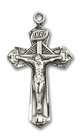 Sterling Silver Catholic Cross Crucifix Medal Pendant Necklace 24  Chain Giftbox