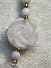 Vintage Lee Sands Rose Quartz Necklace With Carved Roses 18   