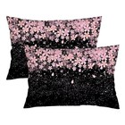 Cherry Blossom Throw Pillow Cover Queen Size Set Of 2 Japanese Black Pink