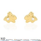 14k Yellow Gold White Zircon Rabbit Baby Screw Back Stud Kid Earrings