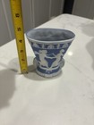 Vintage Antique Blue Jasperware Ceramic Vase W  Dancing Women Decoration Euc