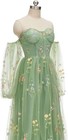 Tulle Prom Dresses Flower Embroidery Long Sleeves Women s Formal Evening Party
