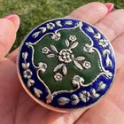 Antique Vintage Brass Hot Enamel Women s Jewelry Trinket Box Pillbox