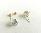 14k Solid Yellow Gold Stud Earrings W  3 Carats Lab Created Diamonds  7mm 