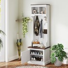 Hall Tree With Shoe Storage  Coat Rack With Shoe Bench  White