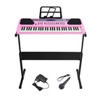 61 Key Digital Music Piano Keyboard Portable Electronic Instrument W Stand Pink