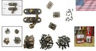 40 Antique Brass Mini Hinges   20 Latch Hooks For Jewelry Boxes - Retro Charm