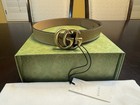 New Authentic Gucci Gg Logo Leather Belt Size L Youth Waist 24 - 27