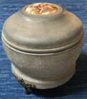 Vintage Victorian Footed Vanity Powder Puff Music Trinket Box Metal 918a