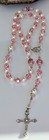Rosary Beads  Swarovski White Pearl And Pink Crystal  Communion  Handmade