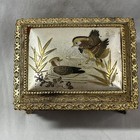 Chokin Art Music Box Trinket Gold Tone Metal Water Fowl Works Good Jewelry