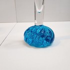 Vintage Blue Art Glass Bud Vase Swirl Base Controlled Bubble 8   