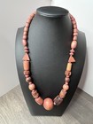 Vintage Chunky Tribal-style Wooden Bead Necklace Barrel Clasp 25 In