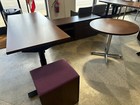 4 Piece Office Set By Knoll Reff In Rustic Walnut W electric Table  Credenza ped