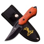 6 25  Elk Ridge Fixed Blade Full Tang Knife W wood Handle And Leather Sheath