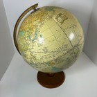 Vintage Cram s Imperial World 12 Inch Globe Beige Cream Color Wood Base
