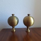 Antique Solid Brass Stair Handrail Knobs Ball Finials Set Of 2 Decor