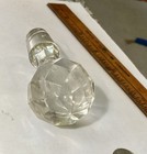 Antique Faceted Rock Crystal Glass Decanter Stopper Diamond Cut Carafe Lid Clear