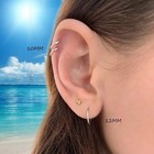 14k White Gold Thin Flexible Endless Hoop Earrings  Cartilage Earrings 10mm