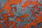 Antique Chinese Qing Dynasty Lacquer Box     Hand-carved Chi Dragons     14  X 5 