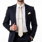 Mens Silk Necktie Solid Color Tie And Pocket Square Cufflink Tie Clip Set Wov   