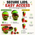 Non Stick Silicone Skull Storage Container Set 3 Piece Craft Organizer