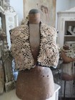 Large Old Antique Hand Crocheted Collar Yoke Shawl Textile Fabric Trim