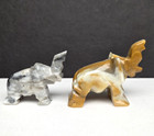Vtg Elephant Hand Carved Stone Jade Coral Onyx Miniatures Figurines Lot 6