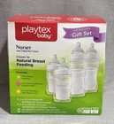 Playtex Baby Nurser 4 Bottles  2  8-10oz  2  4oz Drop In Liners Natural Silicone