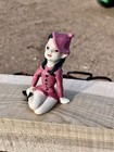 Vintage Mcm Ceramic Pixie Girl Elf Figurine Black Hair Dress Hat 1950s Retro