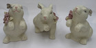 Set Of 3 Adorable Porcelain Easter Bunny Rabbit Figurine By Ceramic World Inc