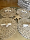 Water Hyacinth Set Of 4  14 5    Round Mat Weave Charger Plates  W napkin Ring