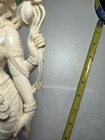 Carved Hindu Goddess Saraswati Figure On Lotus Base With Wood Stand
